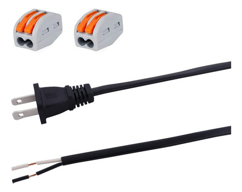 Cable De Alimentacin De Ca De 2 Clavijas De 18 Awg, Cable De 0