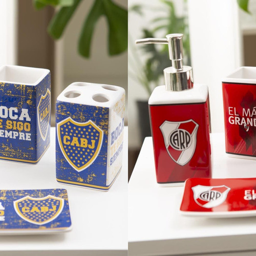 Set De Baño De Cerámica De River Y Boca Casablanca 0