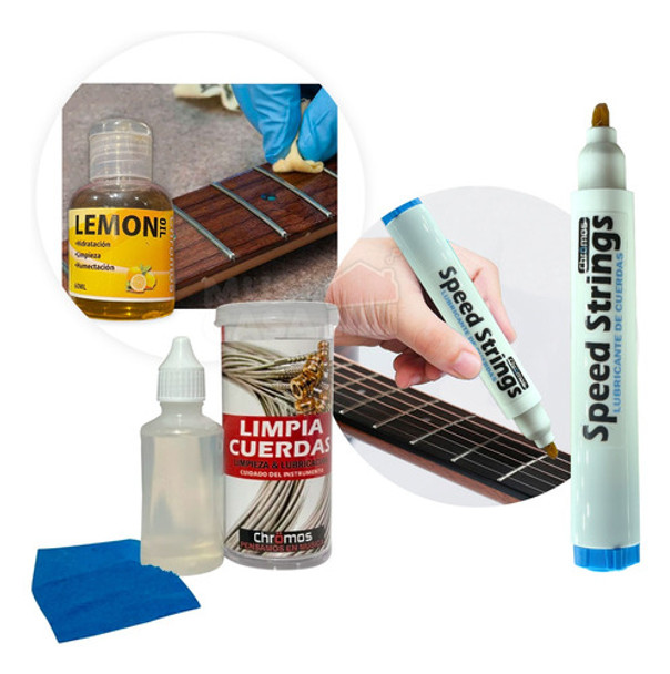 Kit Para Guitarristas Lemon Oil Limpia Cuerdas Y Lubricante 0