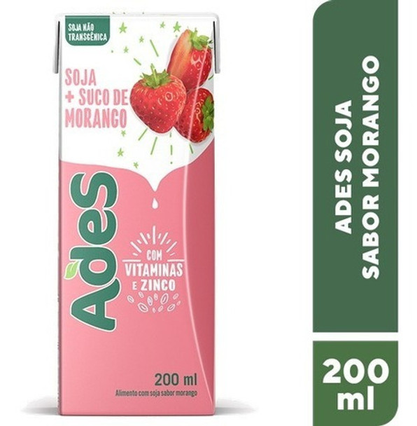 Suco De Soja Ades Sabor Morango 200ml - Kit Com 9 0