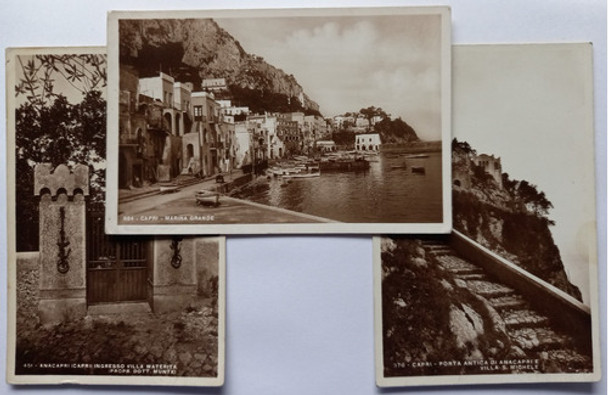Capri, Italia. Lote 3 Postales Antiguas Sin Uso. 1938 - 1940 0