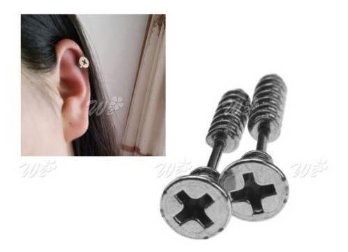 Par De Cruz Tornillo Oreja Pernos Tornillo Plateado Stud Pen 0
