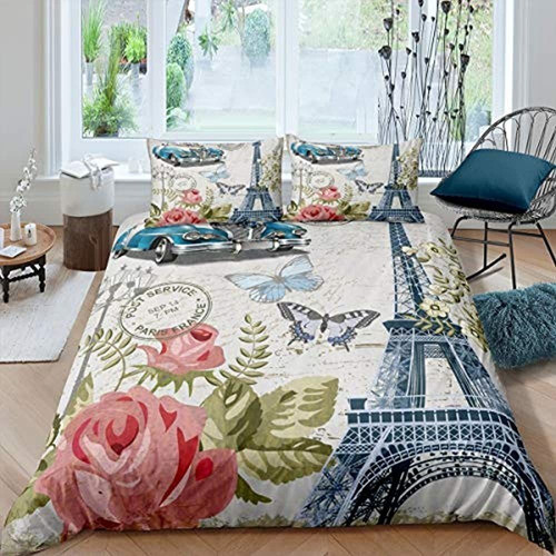 Funda Nórdica De La Torre Eiffel, Juego De Cama Con Tema De 0