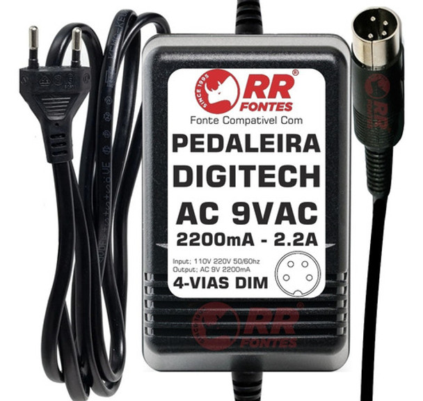 Fonte Ac 9v 2.2a Para Pedaleira Digitech Rp6 0