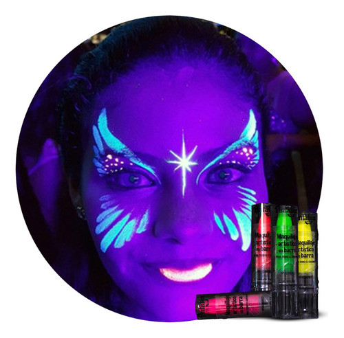 5 Maquillajes En Fluor Barra Luminoso Glow Neon Fluorescente 0