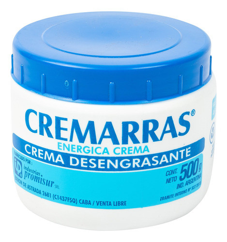 Crema Pasta Limpia Manos Desengrasante 500gr Cremarras 0