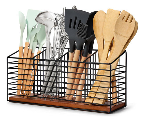 Organizador De Cocina Negro Para Contador Con 4 Compartiment 0