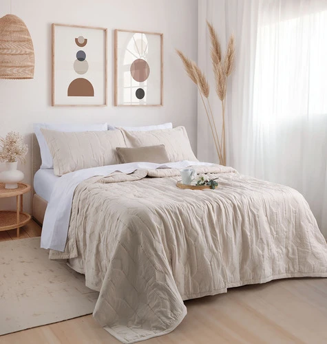 Cubrecama Twin Beige Una Plaza Y Media 0