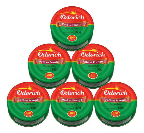Kit 6 Patê De Frango 100g Oderich 0