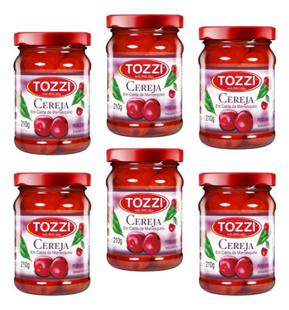 Kit 6 Cereja Em Calda Marrasquino Tozzi 210g 0