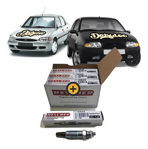 4 Bujias Hescher Ford Escort Fiesta 1.8 Diesel Motor Endura 0
