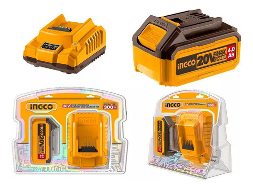 Batería Litio Ion 4.0ah + Cargador Rápido - Línea 20v Ingco 0
