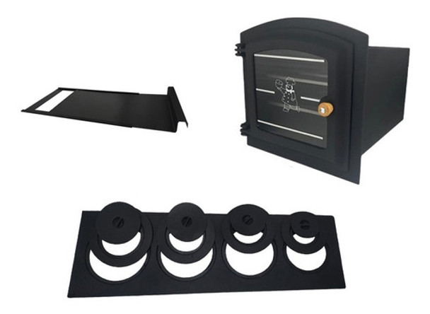 Forno P/ Fogão À Lenha P. Ferro + Aço + Chapa 4f + Regulador 0