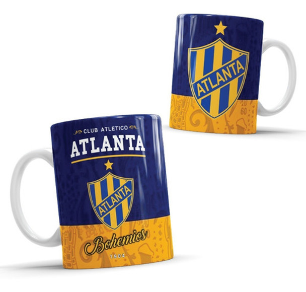 Taza Cerámica Futbol Atlanta Con Caja De Regalo 0