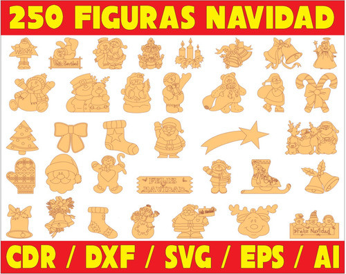 Pack De Vectores Corte Laser - 250 Figuras Navidad 0