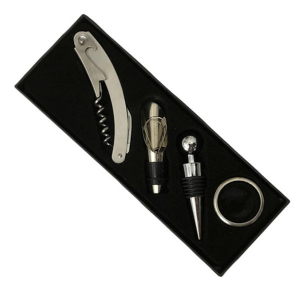 Set 5 Pzs Accesorios Para Vino Sacacorcho Caja Regalo Grande 0