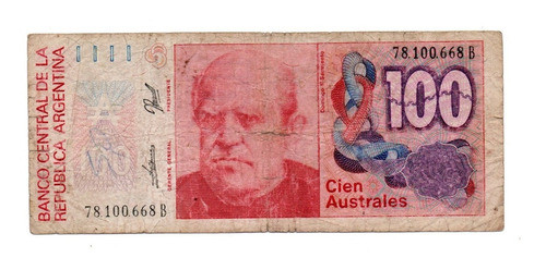Billete Argentina 100 Australes Bottero 2844 Muy Difícil 0