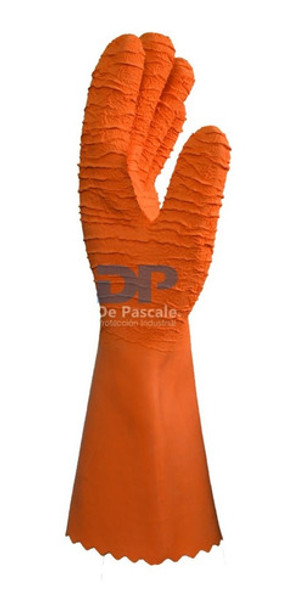 Guante Latex Rugoso Naranja Tipo Harpon Pesca Frio Depascale 0