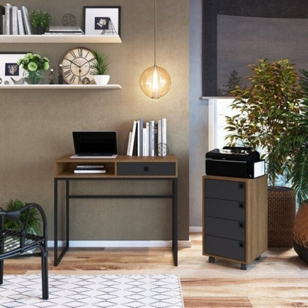 Escrivaninha 1 Gaveta Com Gaveteiro 4 Gavetas Placa E Wt 0