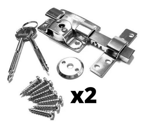 Cerrojo Pasador Bronzen Traba Puerta 2llaves Acero Hermanado 0