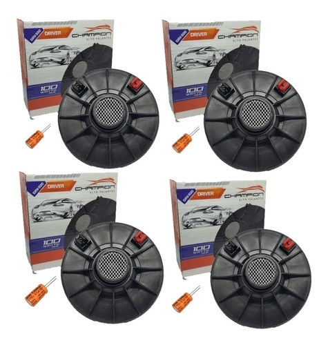 Kit 4 Drive Corneta Champion 400w Rms Cone + Capacitor Forte 0