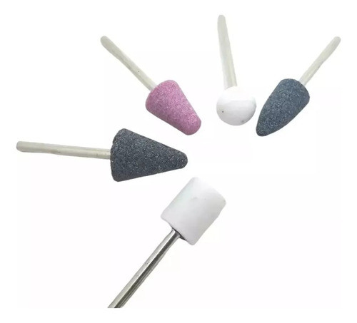 Set X5 Puntas Intercambiables Torno Profesional Uñas Polygel 0