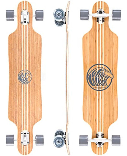 White Wave Bamboo Longboard Skateboard