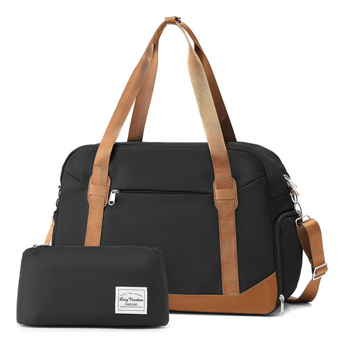 Bolso De Viaje Para Mujer Con Zapatos, Negro/marrón, 45x30x2 0