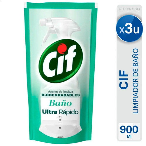Limpiador De Baño Cif Ultra Rapido Biodegradables X3 0