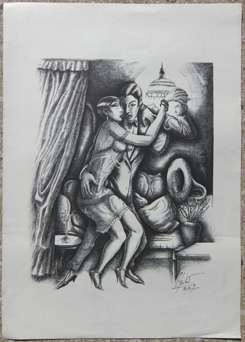 Lámina Tango Baile Firmada 50x38cm Nektararte 0