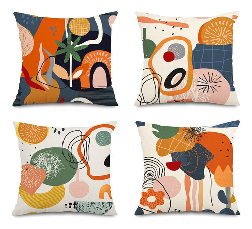 Jartinle Juego De 4 Fundas De Almohada Coloridas De Mediado. 0