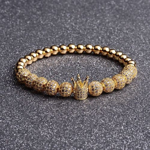 Corona De Circonio Chapado Oro 24kt Hombres Trenzado Macrame 0