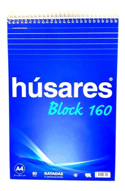 Block Espiralado Husares 160 A4 X80 Hojas Rayadas 0