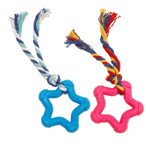 Brinquedo Mordedor Para Cães Estrela Com Corda Cores 0