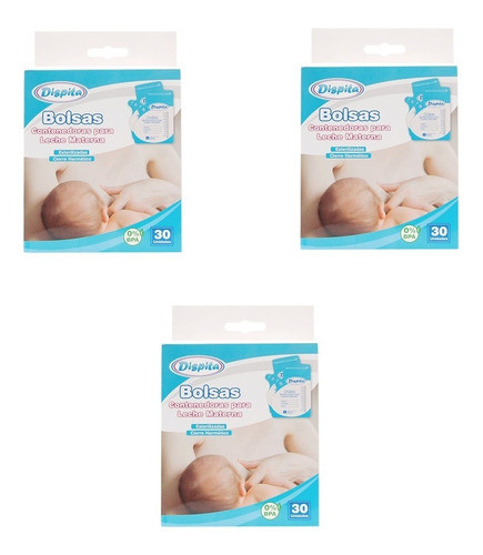 3 Pack Bolsas Contenedoras Para Leche Materna Dispita X30 Un 0