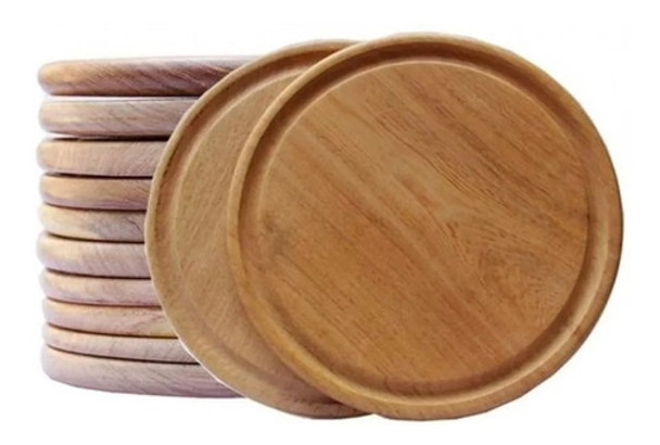 Set X6 Platos De Madera Algarrobo 28cm Especial Asado 0