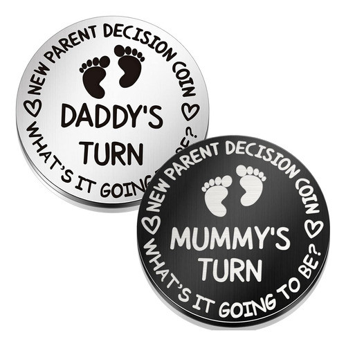 Moneda Doble Cara Para Nuevos Padres, Plata Y Negro 0