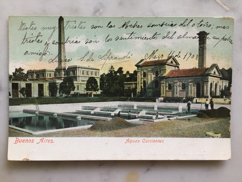 Postal Aguas Corrientes Buenos Aires   Año 1908 0