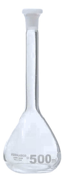 Balão Volumétrico Vidro 500ml C/ Rolha Polietileno Classe A 0