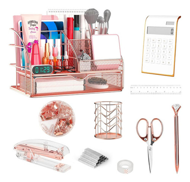 ~? Organizadores De Escritorio Y Accesorios De Oro Rosa, Sum 0