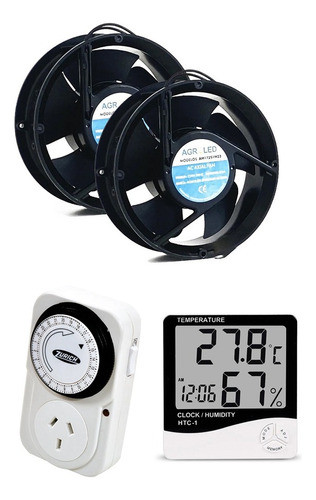 Kit Ventilacion Cooler 6  X 2 U+ Timer+ Termohigrometro 0