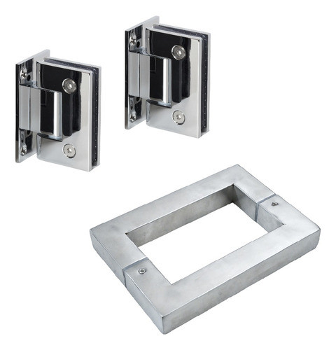 Set Bisagras Vid/par 90° + Manija Cuadrada Mampara Baño 0