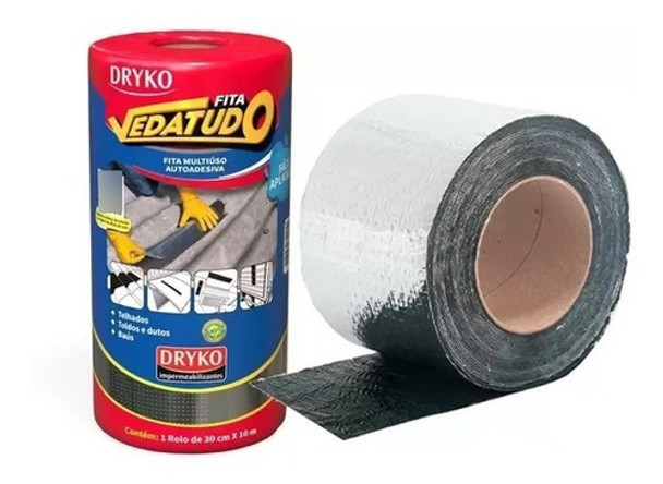 Fita Manta Asfáltica Auto Adesiva Aluminizada 20cmx10m Dryko 0