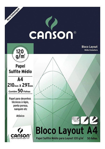 Bloco Layout A4 Canson 120g Estudante 50 Folhas 0