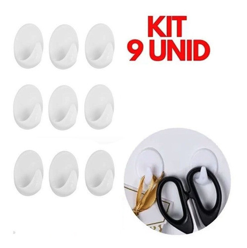 Kit De Ganchos Com 9 Pçs Suporte Parede Plástico Autoadesivo 0