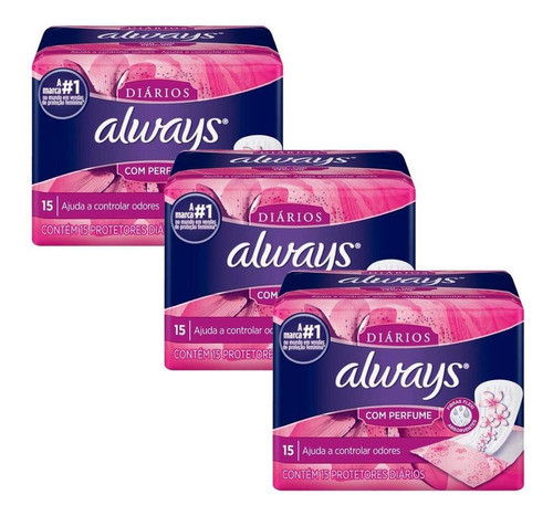 Kit Com 3 Protetor Diário Always Proteção Segura 0