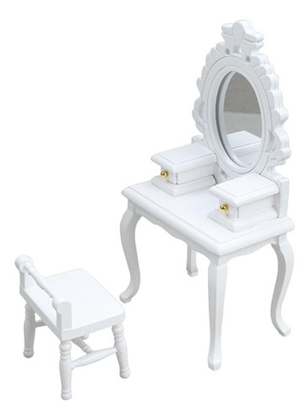 1:12 Mini Toucador Móveis Brinquedo De Madeira Branco 0