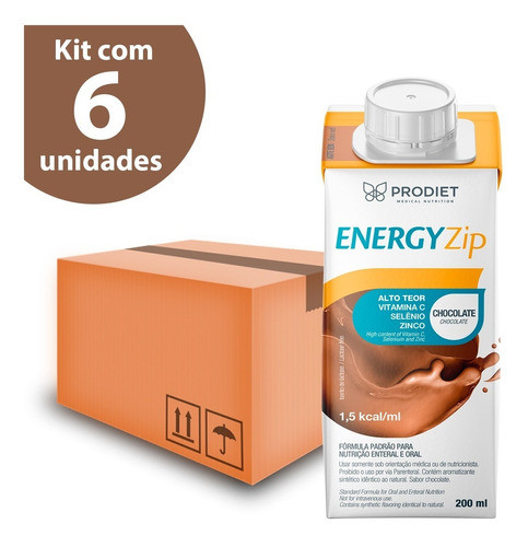 Energyzip 200ml - Chocolate - Prodiet - Kit Com 6 0