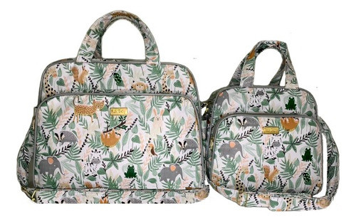 Kit Bolsa Mala Mamãe Passeio Bebê Desenho Safari _2 Peças 0