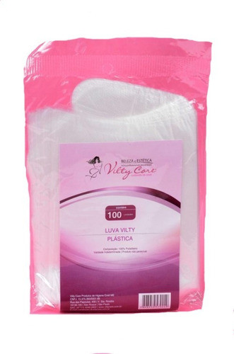 Luva Descartável Manicure Plástica Vilty Care 100un 0